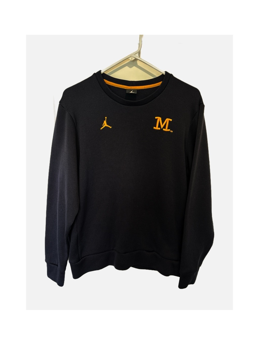 Jordan Men’s Black Crewneck Sweater Michigan logo Accent